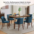 Set di Sedie da Pranzo in Lino, Sedie da Cucina Imbottite in Tessuto con Gambe in Legno, Schienale a Bobina, Cuscini Spessi, Piedini Livellanti. per Sala da Pranzo, Salotto