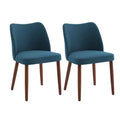 Linen Dining Chair Set, Upholstered Fabric Kitchen Chairs with Wood Legs, Wing Backrest, Thick Cushions, Leveling Feet. for Dining Room, Living Room