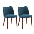 Linen Dining Chair Set, Upholstered Fabric Kitchen Chairs with Wood Legs, Wing Backrest, Thick Cushions, Leveling Feet. for Dining Room, Living Room