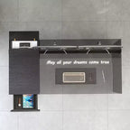 Gaoyangjiaju 53.14 Scrivania Moderna per Computer con Piano in Vetro Temperato 3C e Archiviazione a Doppia Zona, Elegante Scrivania Minimalista Nera per Ufficio Domestico
