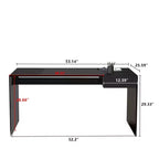 Gaoyangjiaju 53.14 Scrivania Moderna per Computer con Piano in Vetro Temperato 3C e Archiviazione a Doppia Zona, Elegante Scrivania Minimalista Nera per Ufficio Domestico