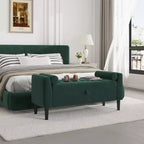 Panca portaoggetti con poggiapiedi da 118 cm – Panca da letto imbottita con design capitonné per camera da letto, ingresso