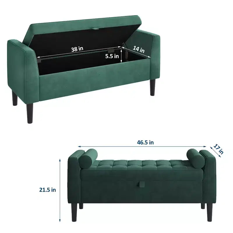 Panca portaoggetti con poggiapiedi da 118 cm – Panca da letto imbottita con design capitonné per camera da letto, ingresso