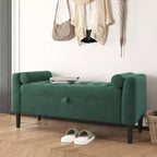 Panca portaoggetti con poggiapiedi da 118 cm – Panca da letto imbottita con design capitonné per camera da letto, ingresso