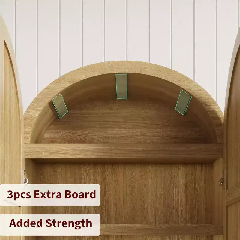 Dispensa da cucina alta 72" con ante in legno/vetro e cassetti, ripiani in legno ad arco, credenza grande indipendente in stile rustico per la sala da pranzo