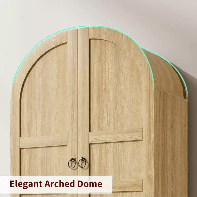 Dispensa da cucina alta 72" con ante in legno/vetro e cassetti, ripiani in legno ad arco, credenza grande indipendente in stile rustico per la sala da pranzo