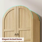 Dispensa da cucina alta 72" con ante in legno/vetro e cassetti, ripiani in legno ad arco, credenza grande indipendente in stile rustico per la sala da pranzo