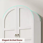Dispensa da cucina alta 72" con ante in legno/vetro e cassetti, ripiani in legno ad arco, credenza grande indipendente in stile rustico per la sala da pranzo