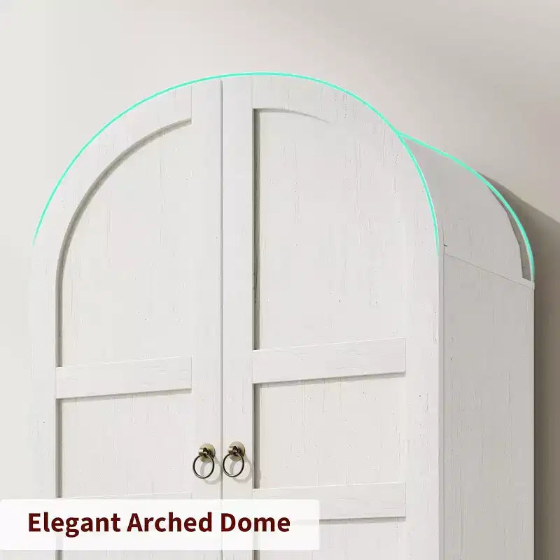 Dispensa da cucina alta 72" con ante in legno/vetro e cassetti, ripiani in legno ad arco, credenza grande indipendente in stile rustico per la sala da pranzo