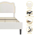 COZONY Struttura Letto Singolo Imbottita in Velluto con Testiera Regolabile, Letto a Piattaforma per Bambina con Doghe in Legno, Nessuna Rete a Molle Necessaria