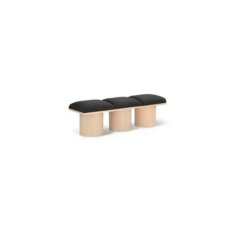 Meridian Furniture,Pavilion Black Boucle Fabric Bench