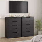 Comò a 5 cassetti per camera da letto, comodino nero con cassetti e maniglie incorporate, organizer in legno per soggiorno, cameretta, ingresso