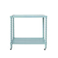 Storied Home Rubberwood 2-Tier Bar Cart on Wheels, Blue