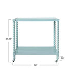 Carrello da Bar a 2 Ripiani Storied Home in Legno di Gomma su Ruote, Blu