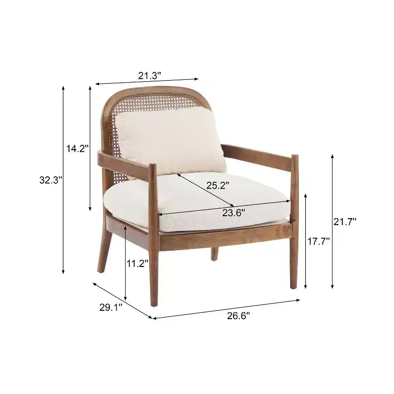 Christopher Knight Home Zuka, sedia in legno con cuscini in rattan in stile moderno di metà secolo (set da 2)