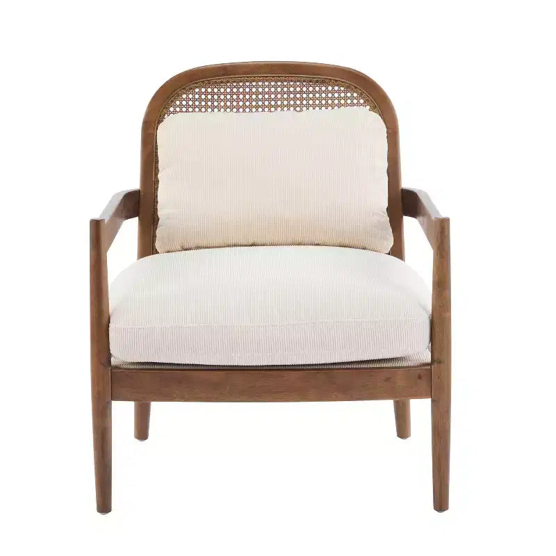Christopher Knight Home Zuka, sedia in legno con cuscini in rattan in stile moderno di metà secolo (set da 2)