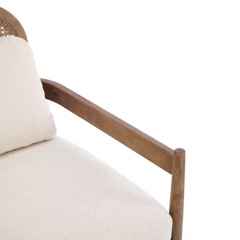 Christopher Knight Home Zuka, sedia in legno con cuscini in rattan in stile moderno di metà secolo (set da 2)