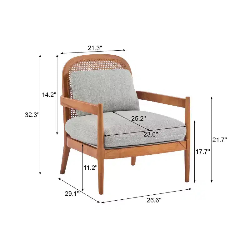 Christopher Knight Home Zuka, sedia in legno con cuscini in rattan in stile moderno di metà secolo (set da 2)