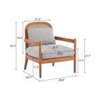 Christopher Knight Home Zuka, sedia in legno con cuscini in rattan in stile moderno di metà secolo (set da 2)
