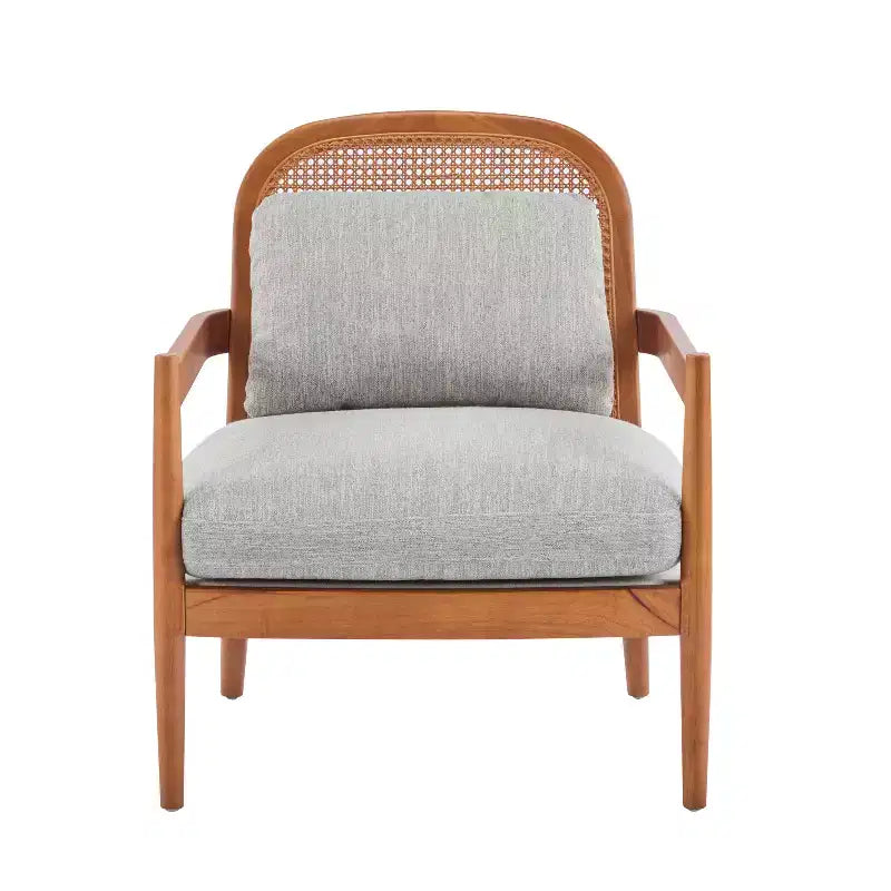 Christopher Knight Home Zuka, sedia in legno con cuscini in rattan in stile moderno di metà secolo (set da 2)