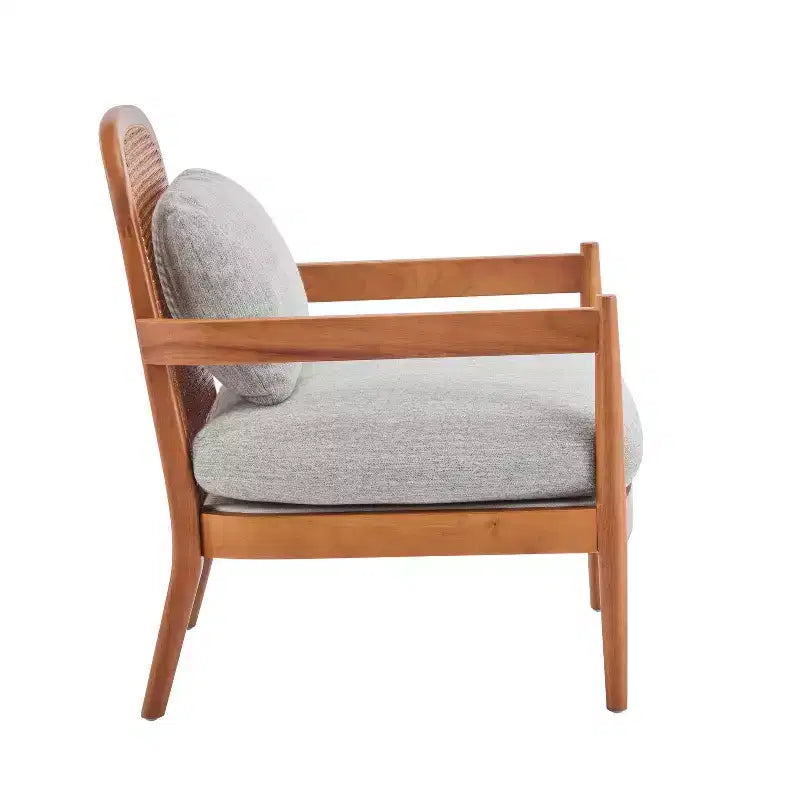 Christopher Knight Home Zuka, sedia in legno con cuscini in rattan in stile moderno di metà secolo (set da 2)
