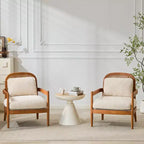 Christopher Knight Home Zuka, sedia in legno con cuscini in rattan in stile moderno di metà secolo (set da 2)