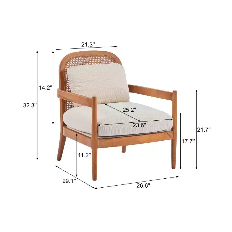Christopher Knight Home Zuka, sedia in legno con cuscini in rattan in stile moderno di metà secolo (set da 2)