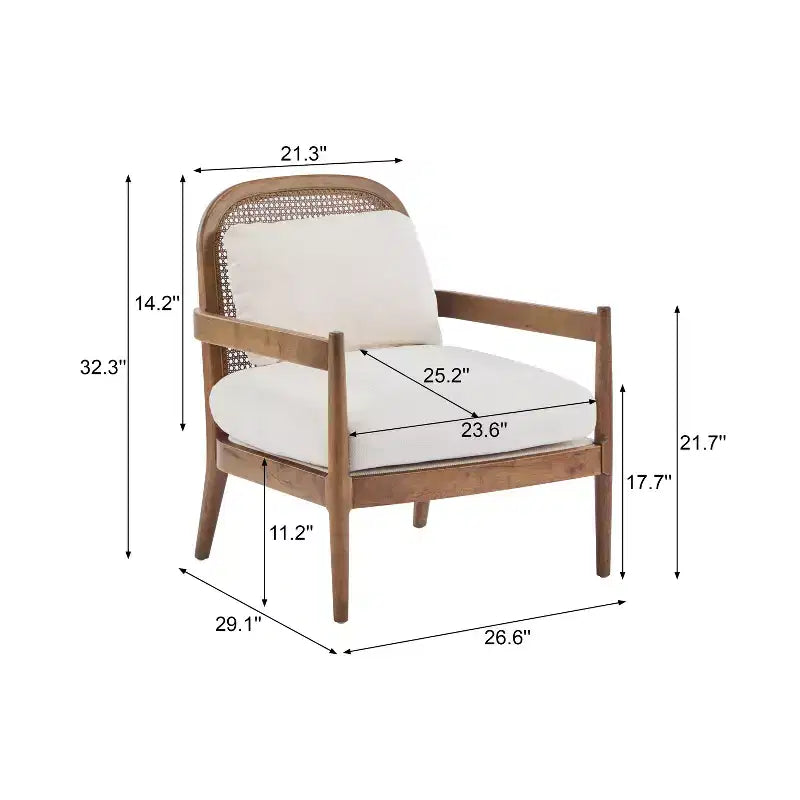 Christopher Knight Home Zuka, sedia in legno con cuscini in rattan in stile moderno di metà secolo (set da 2)