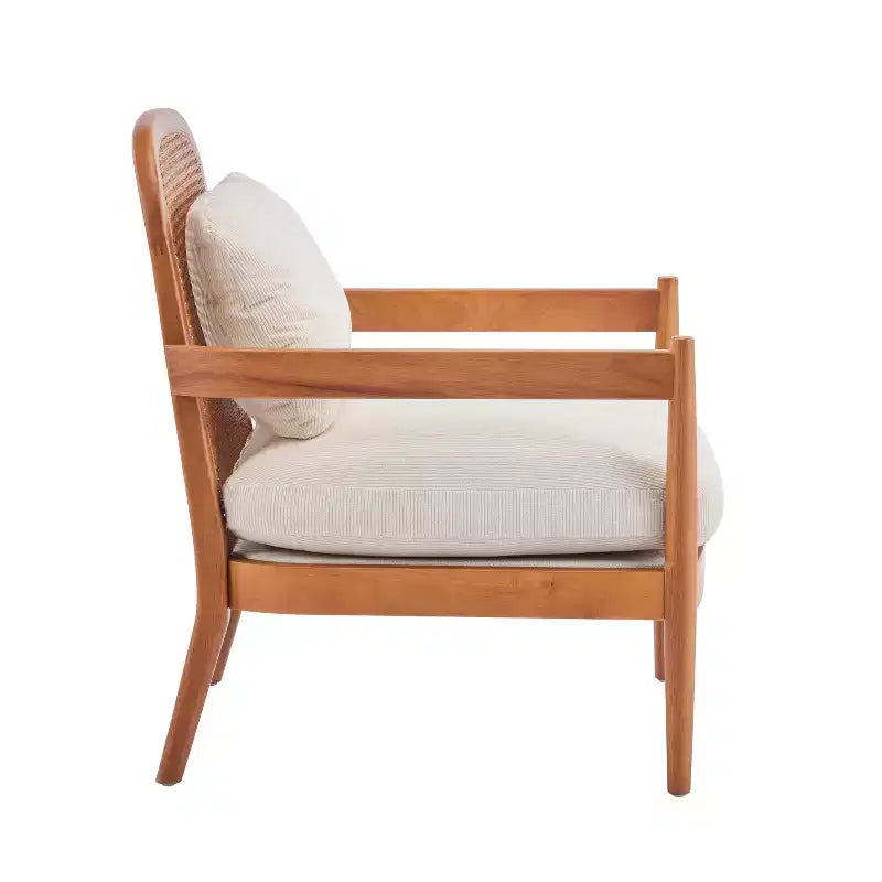 Christopher Knight Home Zuka, sedia in legno con cuscini in rattan in stile moderno di metà secolo (set da 2)
