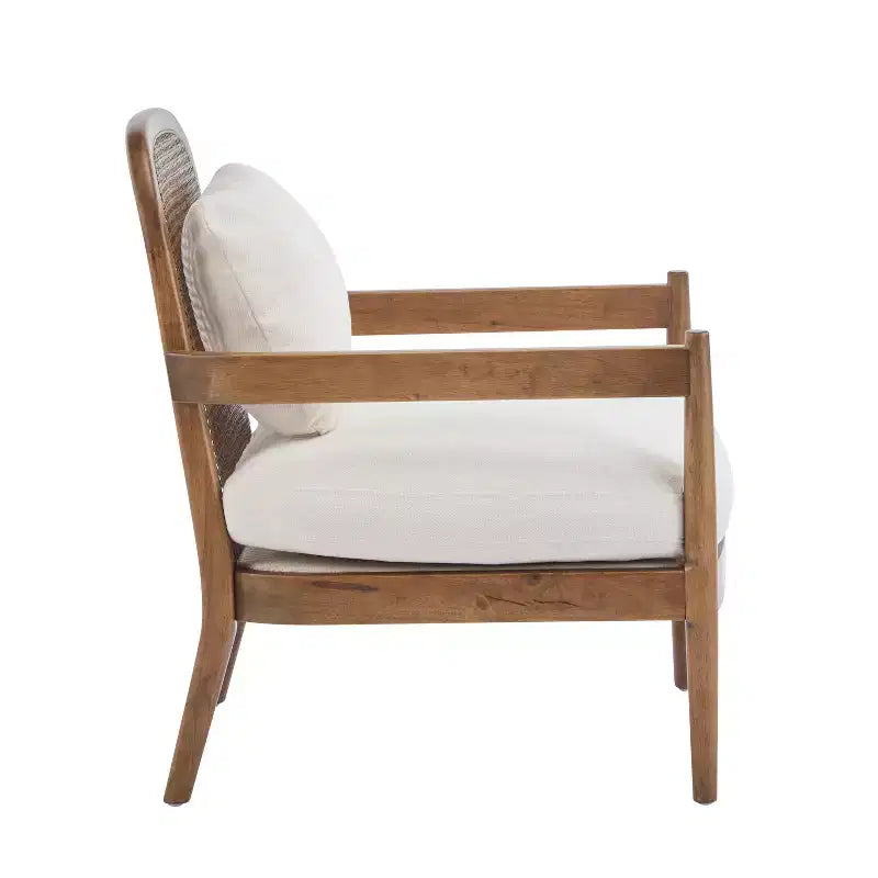 Christopher Knight Home Zuka, sedia in legno con cuscini in rattan in stile moderno di metà secolo (set da 2)