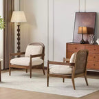 Christopher Knight Home Zuka, sedia in legno con cuscini in rattan in stile moderno di metà secolo (set da 2)