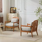 Christopher Knight Home Zuka, sedia in legno con cuscini in rattan in stile moderno di metà secolo (set da 2)