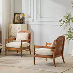 Christopher Knight Home Zuka, sedia in legno con cuscini in rattan in stile moderno di metà secolo (set da 2)