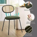 Set di 2 sedie da pranzo - Rivestimento in velluto in stile moderno di metà secolo, schienale in rattan, robuste gambe in metallo, perfette per cucina, soggiorno, reception