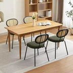 Set di 2 sedie da pranzo - Rivestimento in velluto in stile moderno di metà secolo, schienale in rattan, robuste gambe in metallo, perfette per cucina, soggiorno, reception