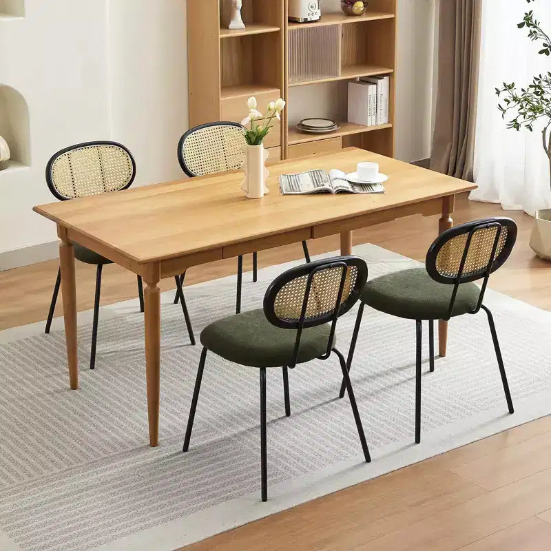 Set di 2 sedie da pranzo - Rivestimento in velluto in stile moderno di metà secolo, schienale in rattan, robuste gambe in metallo, perfette per cucina, soggiorno, reception