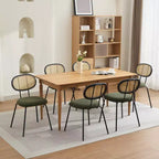 Set di 2 sedie da pranzo - Rivestimento in velluto in stile moderno di metà secolo, schienale in rattan, robuste gambe in metallo, perfette per cucina, soggiorno, reception
