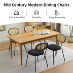 Set di 2 sedie da pranzo - Rivestimento in velluto in stile moderno di metà secolo, schienale in rattan, robuste gambe in metallo, perfette per cucina, soggiorno, reception
