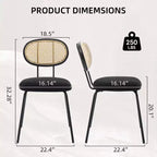 Set di 2 sedie da pranzo - Rivestimento in velluto in stile moderno di metà secolo, schienale in rattan, robuste gambe in metallo, perfette per cucina, soggiorno, reception