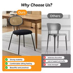 Set di 2 sedie da pranzo - Rivestimento in velluto in stile moderno di metà secolo, schienale in rattan, robuste gambe in metallo, perfette per cucina, soggiorno, reception