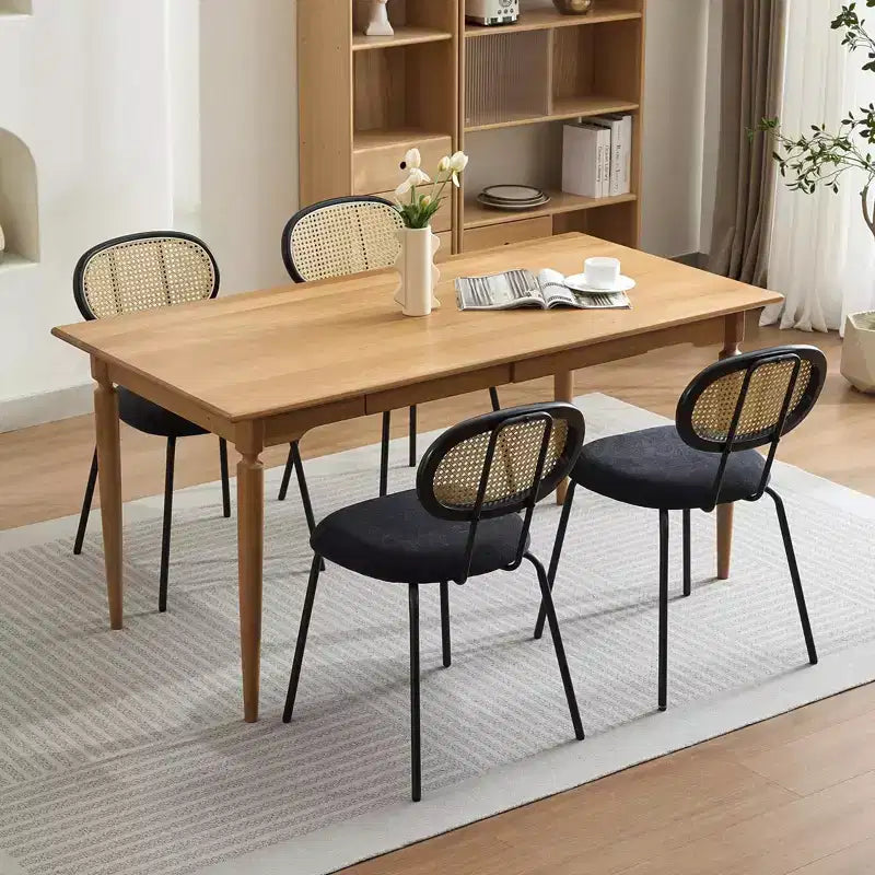 Set di 2 sedie da pranzo - Rivestimento in velluto in stile moderno di metà secolo, schienale in rattan, robuste gambe in metallo, perfette per cucina, soggiorno, reception