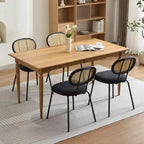 Set di 2 sedie da pranzo - Rivestimento in velluto in stile moderno di metà secolo, schienale in rattan, robuste gambe in metallo, perfette per cucina, soggiorno, reception