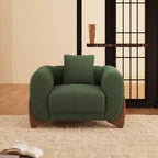 Poltrona moderna Mid-Century con braccioli e tessuto in lana d'agnello, sedie da soggiorno imbottite con cuscino lombare - Morden Fort