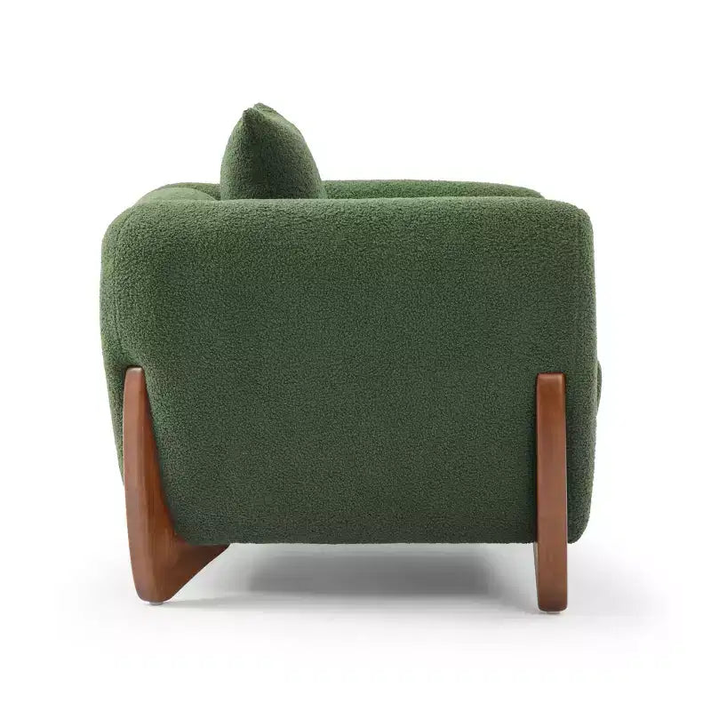 Poltrona moderna Mid-Century con braccioli e tessuto in lana d'agnello, sedie da soggiorno imbottite con cuscino lombare - Morden Fort