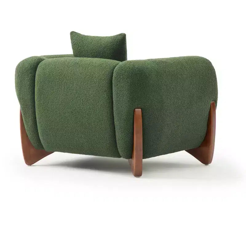 Poltrona moderna Mid-Century con braccioli e tessuto in lana d'agnello, sedie da soggiorno imbottite con cuscino lombare - Morden Fort