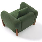 Poltrona moderna Mid-Century con braccioli e tessuto in lana d'agnello, sedie da soggiorno imbottite con cuscino lombare - Morden Fort