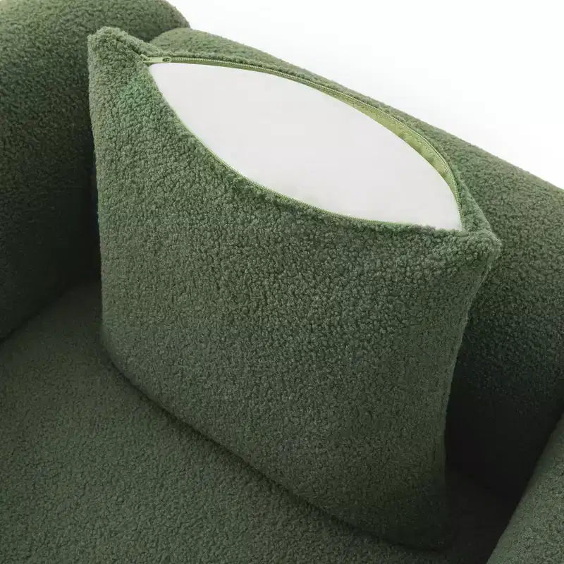 Poltrona moderna Mid-Century con braccioli e tessuto in lana d'agnello, sedie da soggiorno imbottite con cuscino lombare - Morden Fort