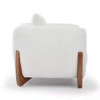 Poltrona moderna Mid-Century con braccioli e tessuto in lana d'agnello, sedie da soggiorno imbottite con cuscino lombare - Morden Fort