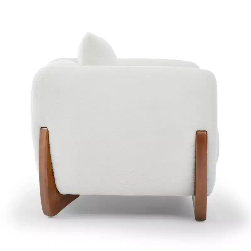 Poltrona moderna Mid-Century con braccioli e tessuto in lana d'agnello, sedie da soggiorno imbottite con cuscino lombare - Morden Fort