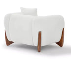 Poltrona moderna Mid-Century con braccioli e tessuto in lana d'agnello, sedie da soggiorno imbottite con cuscino lombare - Morden Fort